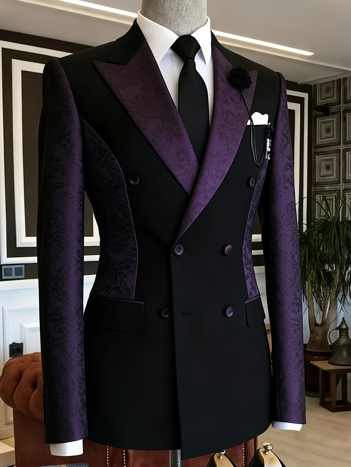 Jack Men'S Grooming - Blazer Masculino Preto Transpassado com Lapela