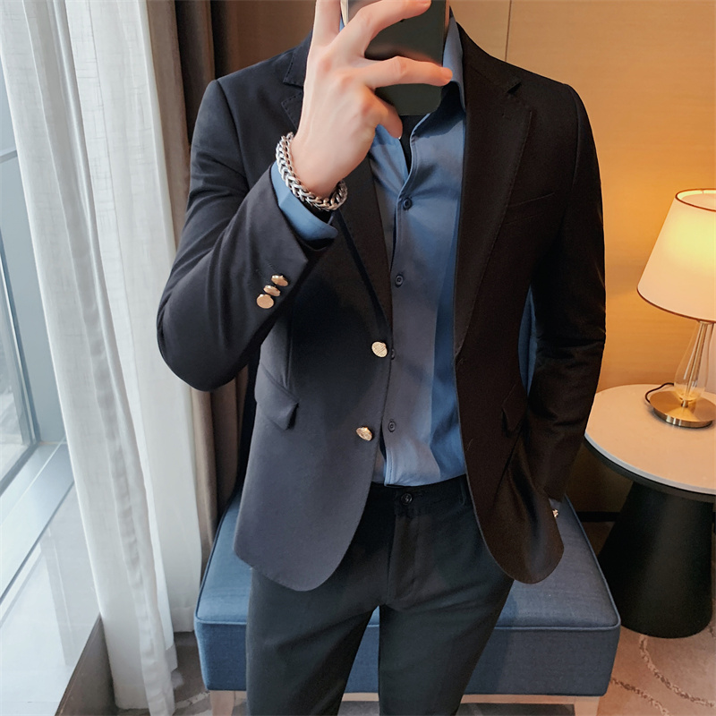 Jack Men'S Grooming - Estilo britânico cor sólida blazers masculino