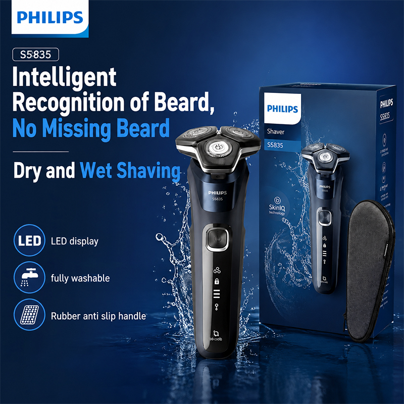 Mens Grooming Travel Kit - Barbeador Elétrico Philips S5835 Rotativo Úmido